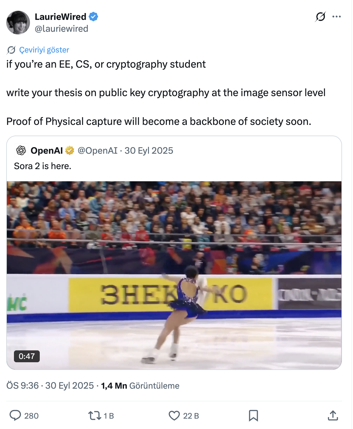 LaurieWired tweet about proof of physical capture